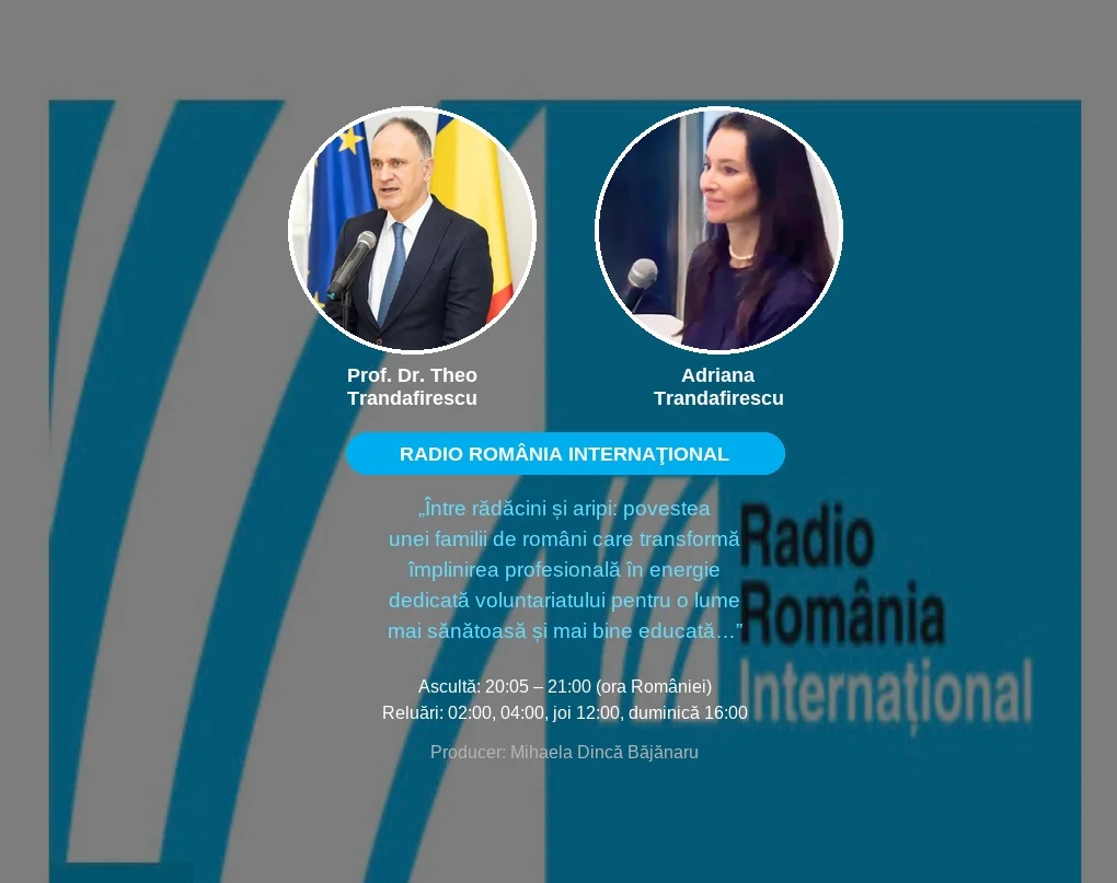 Radio România Internațional broadcast featuring Adriana Trandafirescu