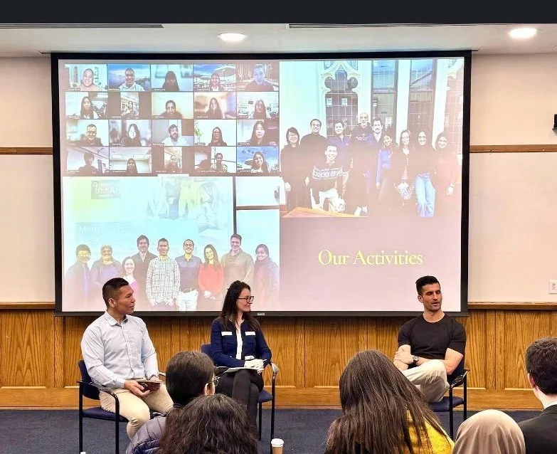 Adriana hosting and moderating Sahil Bloom at Columbia University