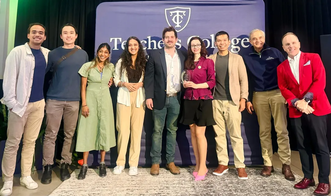 Presenters on stage at Teachers College